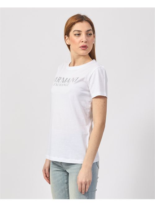 Armani Exchange Crew Neck T-Shirt with Rhinestone Logo ARMANI EXCHANGE | XW000387-AF10354U0002